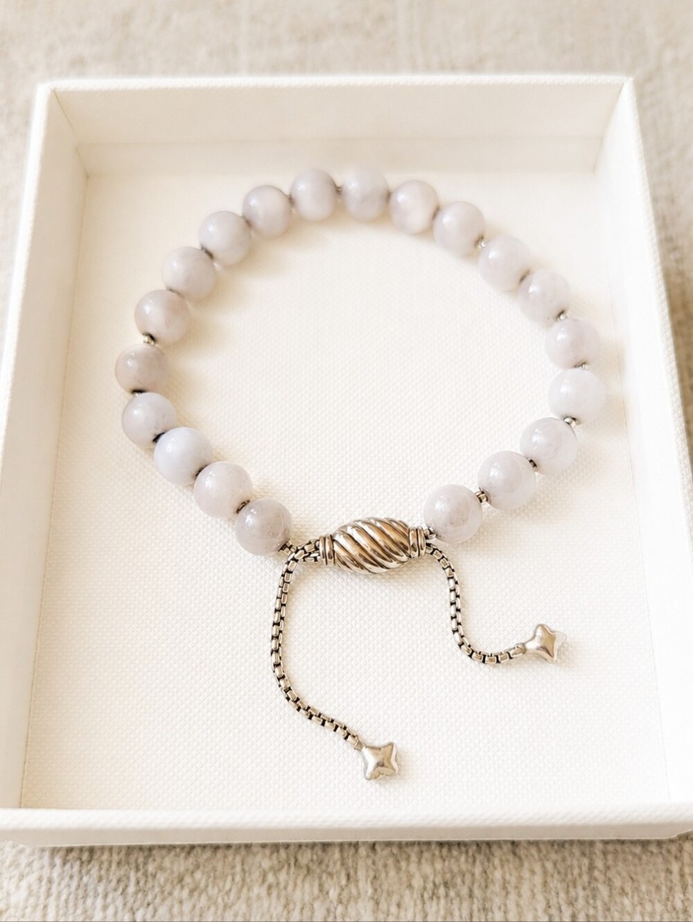 David Yurman Quartz And Sterling Silver Spiritual Beads Adjustable Bracelet
